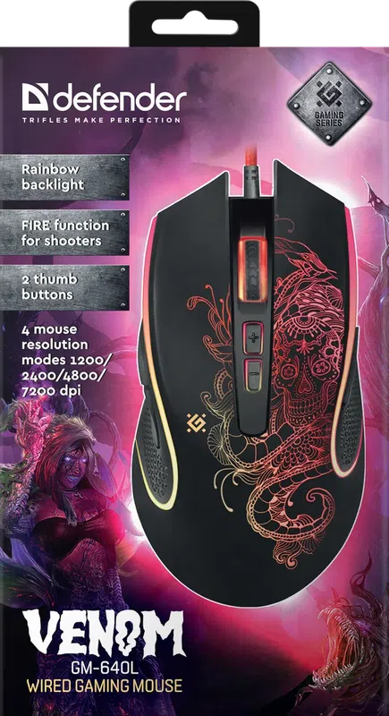 Defender - Wired gaming mouse Venom GM-640L