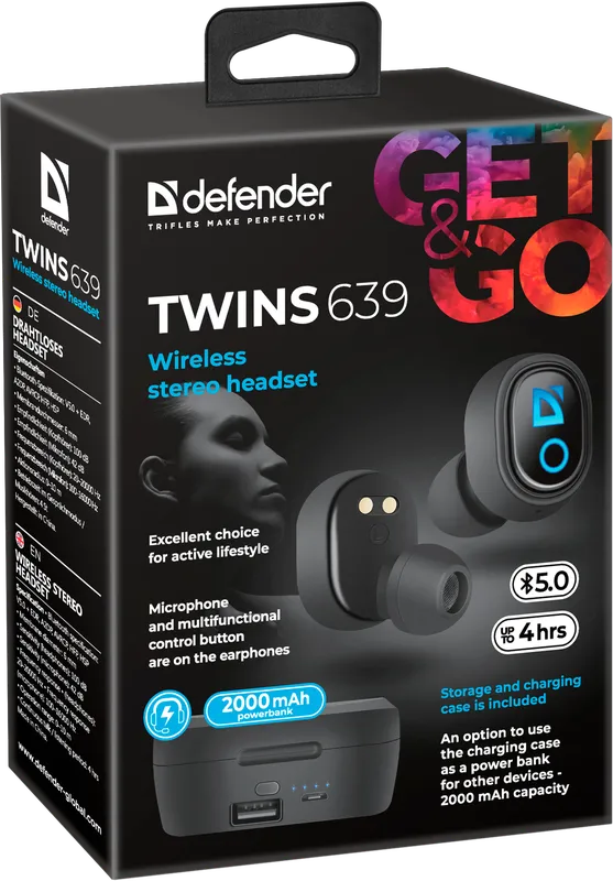 Defender - Wireless stereo headset Twins 639