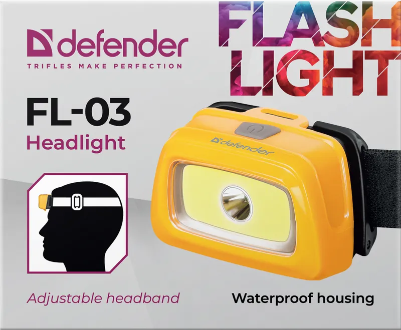 Defender - Headlight FL-03, LED+COB, 3 modes