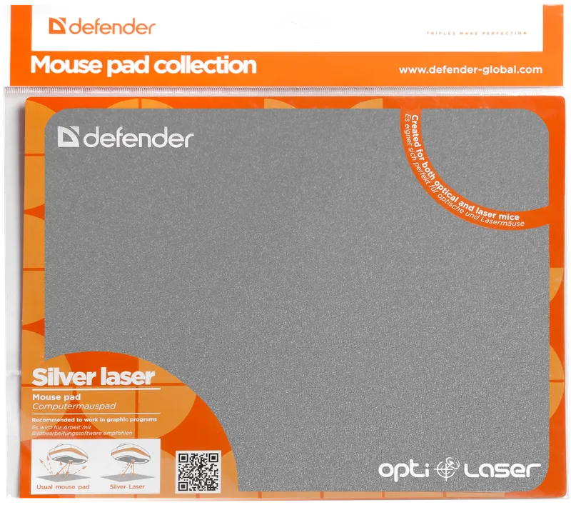 Defender - Mouse pad Silver opti-laser