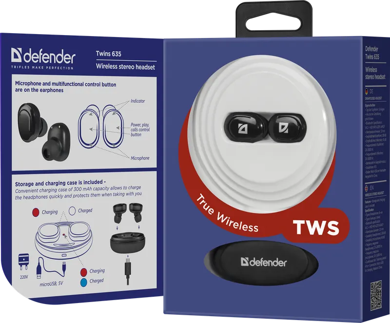 Defender - Wireless stereo headset Twins 635
