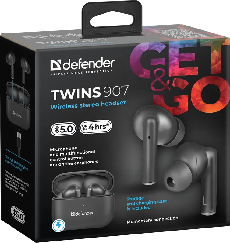 Defender - Wireless stereo headset Twins 907