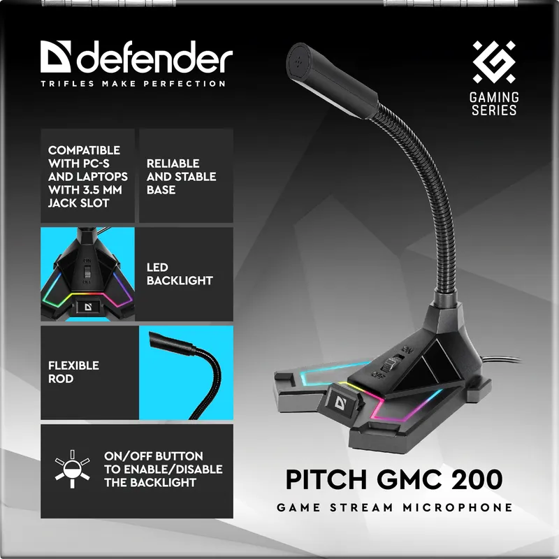 Defender - Gaming stream microphone Pitch GMC 200